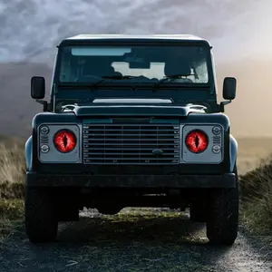 2 Blue 2 Off-Road Beast Eye Car Stickers, Waterproof Sunscreen Headlight Decals, Single Transparent Mesh, 4pcs Set