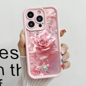Pink Floral Design Phone Case , Soft Silicone , Fully Protected and Shockproof For iPhone 17 Air 16 15 Pro Max 14 16 Pro 13 12 11 XS MAX Plus Girl Women Cover