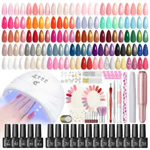 PEACECOLOR Gel Nail Polish Kit with U V Light and Drill Soak Off Gel Polish with Matte Glitter Glossy Top Base Coat Art Manicure Complete Nail Polish Kit Gifts for Women Nail Art Set Drying