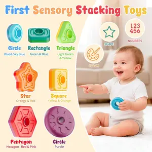 Baby Spinning Stacking Toys for Toddlers 1-3, Sensory Montessori Toys for One Year Old Girl Boy, Rainbow Ring Stacker Tower, Educational Learning Toy, Perfect Christmas Birthday Gifts