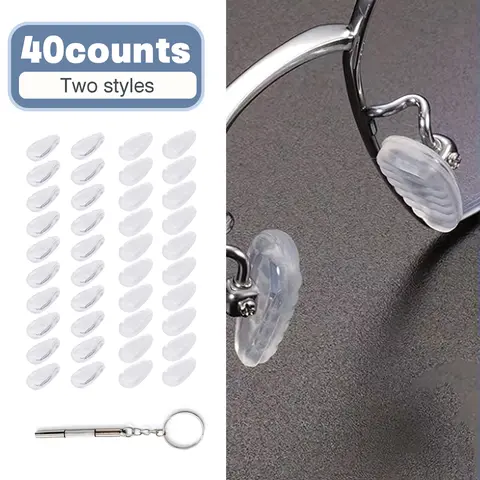 40 Counts Eyeglasses Nose Pads - Air Chamber Silicone Design for All-Day Comfort & Anti-Slip Fit