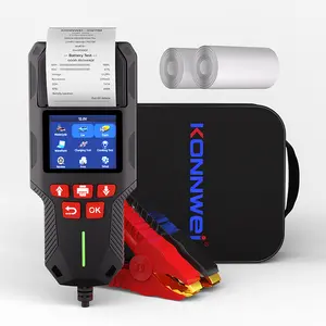 Car Battery Tester 12V 24V 100-2000CCA Lead-Acid Battery,KONNWEI KW700 Alternator Tester, Load Tester, with Built-in Printer, Spark Free Metal Clamps, Automatic Reverse Polarity Protection