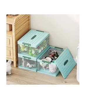 2 Pack Collapsible Storage Bins with Lids, Clear Plastic Foldable Storage Box