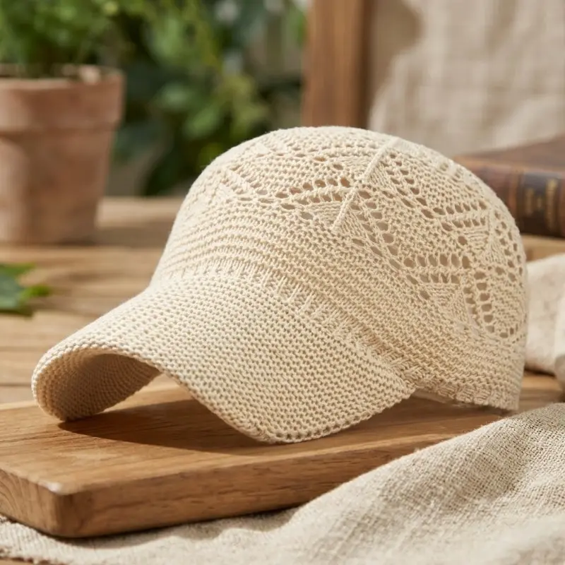 Summer Sun Hat: Breathable Mesh Baseball Cap, Knitted Open-Top Ponytail Hat—Outdoor UV-Protection Beach & Sports Cap