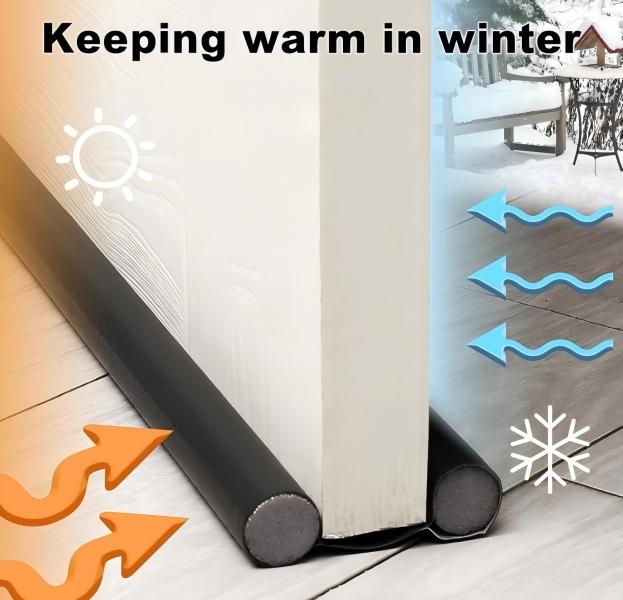 96cm Black Twin Door Draft Stopper, Cuttable Washable Under Door Noise Blocker, Windproof Dustproof Door Bottom Seal Strip, Party Gift Home Accessory