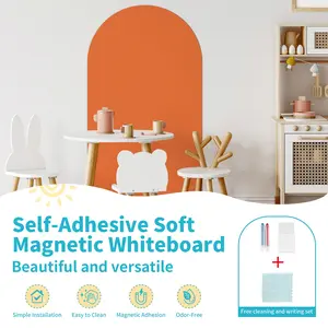 1 piece of simple orange soft magnetic arch set for drawing and writing, with self-adhesive magnetic easy installation, suitable for office notes, office accessories, School office supplies, and wall decoration for restaurant messages, College Supplies