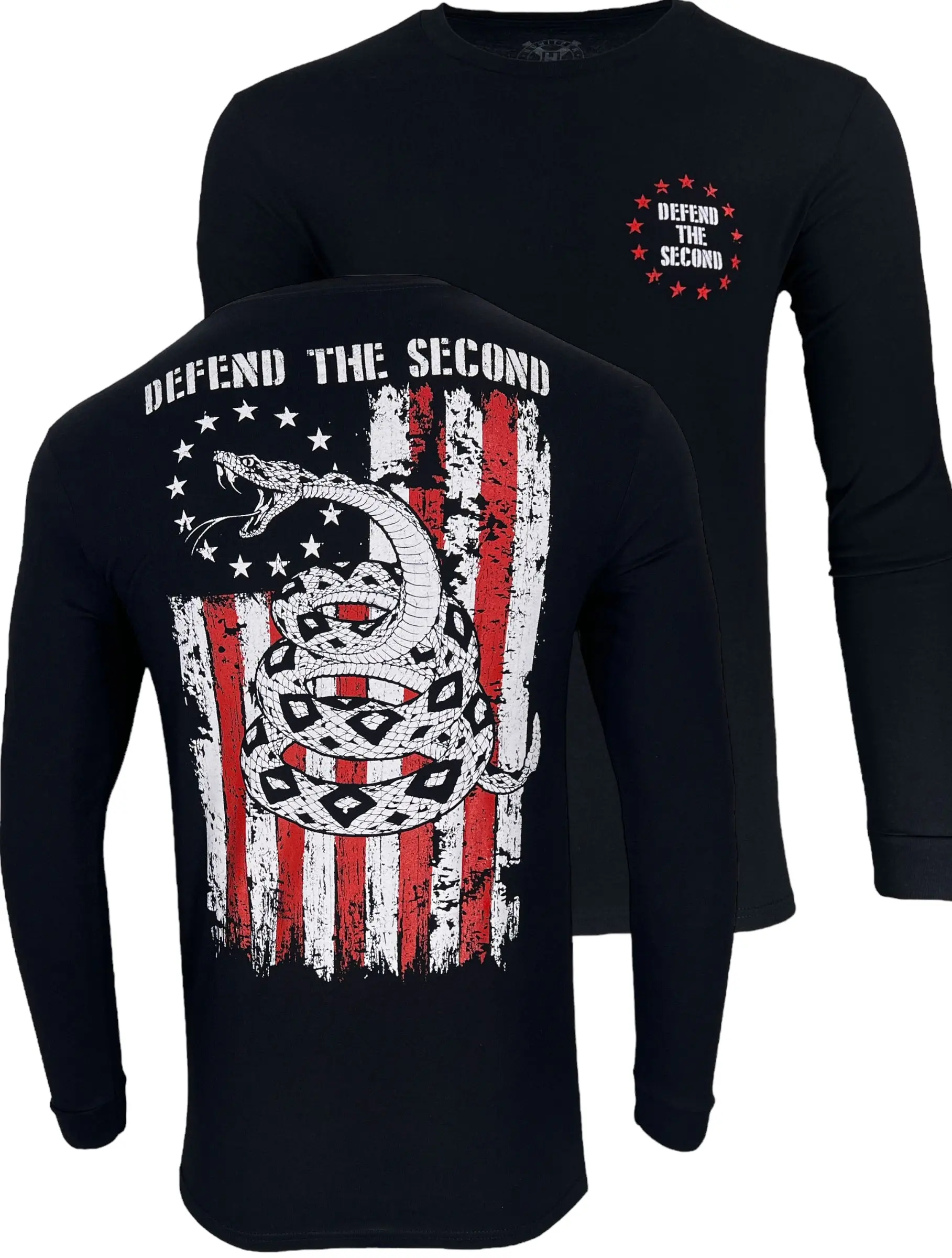 Howitzer Men's Defend Black Patriotic Graphic T-Shirt, Ultra-Soft 100% Cotton Crew Neck, Supports Veteran Charities, Graphic Print