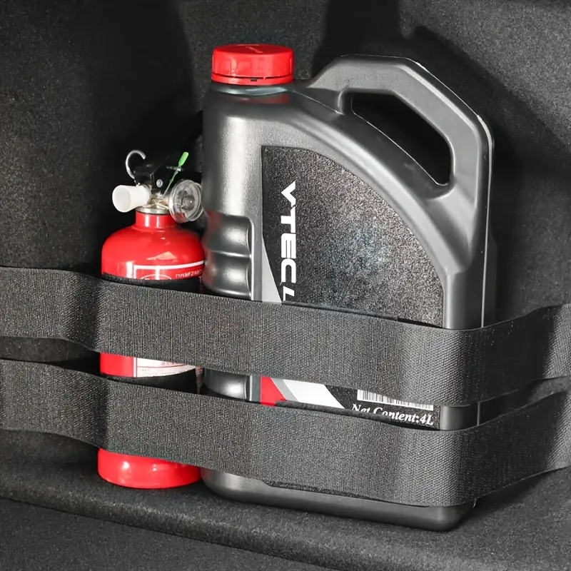 4 pieces of durable nylon car trunk storage straps - securely store fire extinguishers and accessories, black, fitted, Car Interior Storage