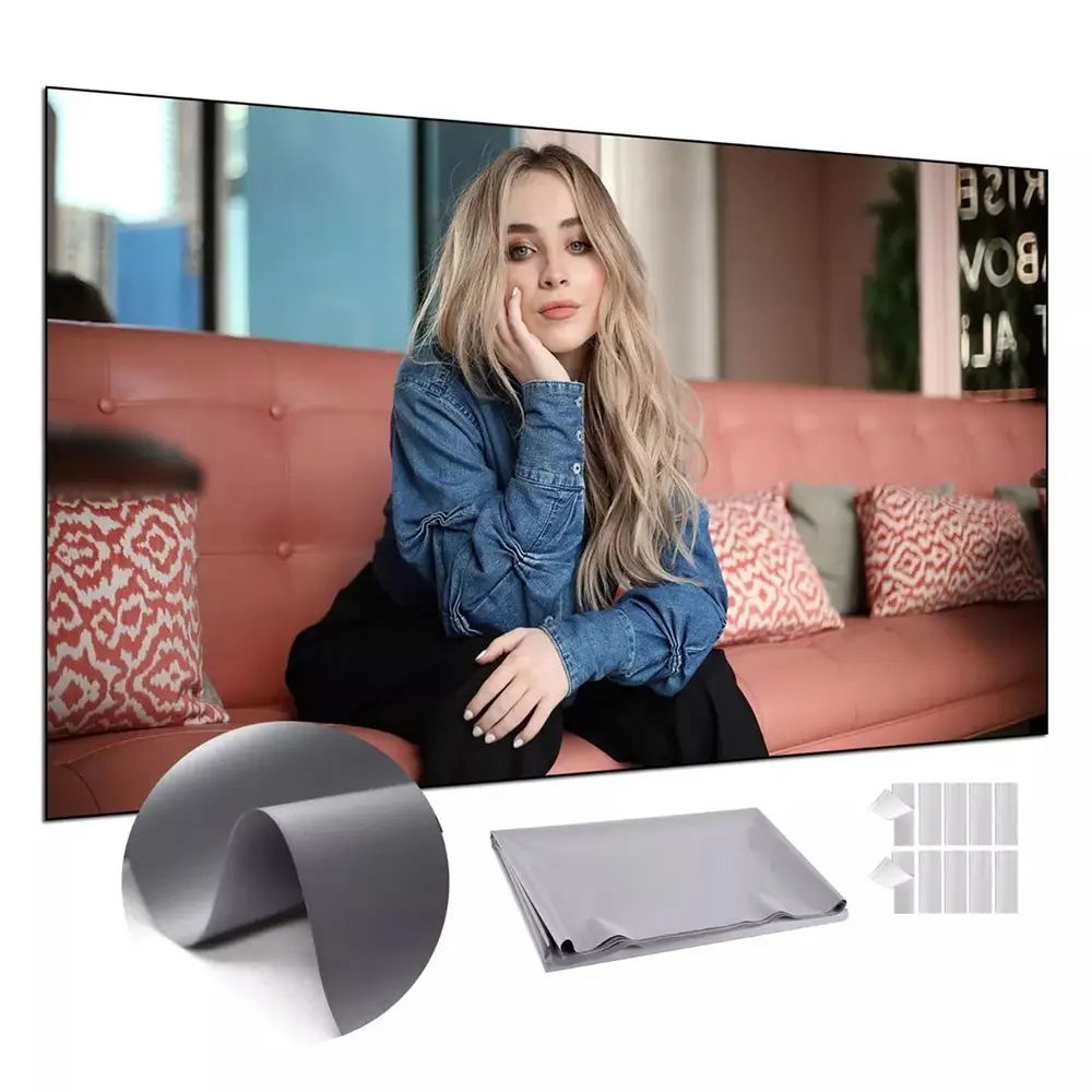 HD Projector Screen 4K Anti Light Foldable Portable Movies Screen 100-Inch for Home Theater, Office, Classroom, and Outdoor Use Large Viewing Area Con