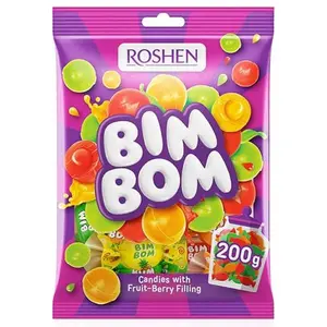 Roshen Bim Bom Hard Candy – Assorted Fruit & Berry Filled Candies, Individually Wrapped, 7.05 oz (200g), Pear, Pineapple, Strawberry, Tutti-Frutti – Kosher & Halal