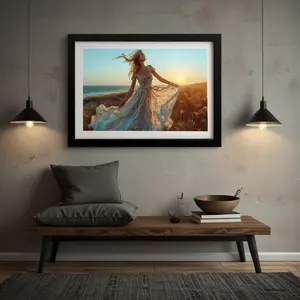 13" x 19"  High Quality Photo Print black Color Framed Picture - Beach Girl 5 Wall Room Decoration