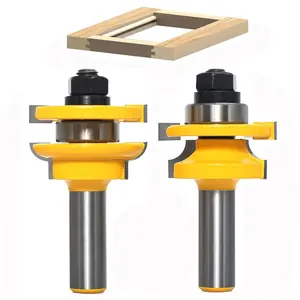 2 count Rail and Stile Router Bit Set 1/2 Shank, Round Over Style Cabinet Door Router Bit, Carbide-Tipped Cutters for Raise Panel Making Router Kitchen Door & Window Bits