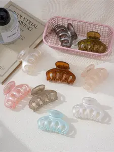 9-piece set of candy-colored acetate crafted pumpkin-shaped hair grips for women's daily casual wear, featuring a sweet and semi-updo style for the back of the head, suitable for various occasions, Claw Hair Clips