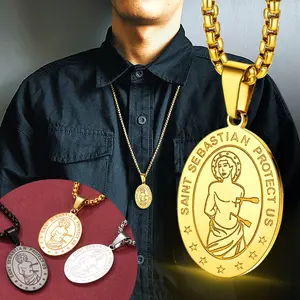 FaithHeart St Sebastian Pendant Necklace Stainless Steel