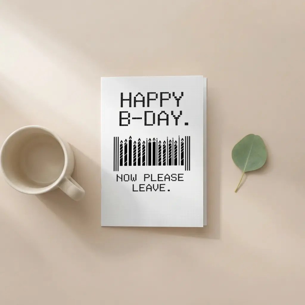 Funny Sarcastic Rectangular Text Print Birthday Cards - Humorous Novelty Greeting Cards for Friends - Unique Office Stationery Gag Gift Idea