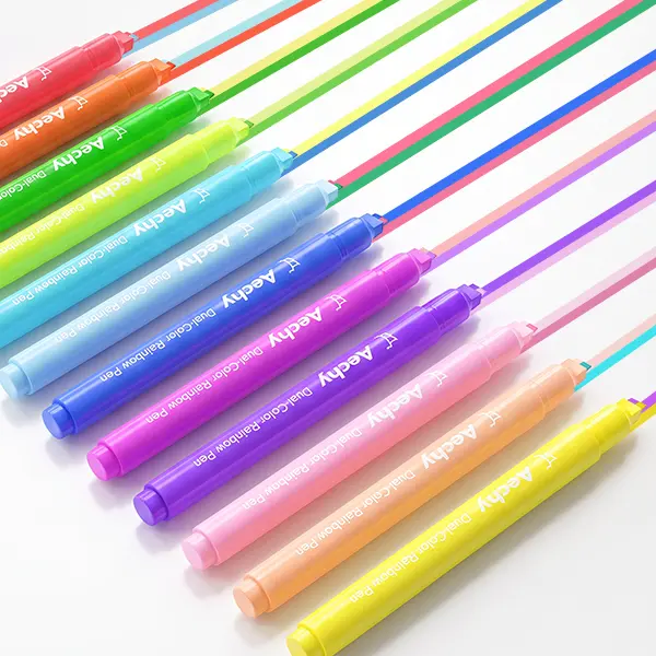 AECHY 8/ 12 Pack Dual Color Highlighter Pens, 2 Colors in 1 Chisel Tip Markers for Color Coding, Note Taking, Study Notes, Back to School Supplies, Cute Highlighters for Students, Teachers & College Supplies