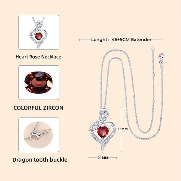 Preserved Real Rose Gift with Red Diamont Necklace,Cute Gifts for Girlfriends,Women,Mother,Wife,Gifts Idea on Mother`s Day,Valentine`s Day,Christmas,Birthday