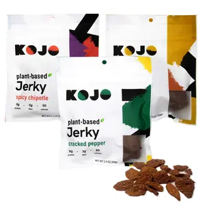 Kojo Plant-Based Jerky Variety 3-Pack – Cracked Pepper, Ginger Teriyaki & Spicy Chipotle – 3 Bags (2.4oz) – High Protein, No Cholesterol, No Nitrates