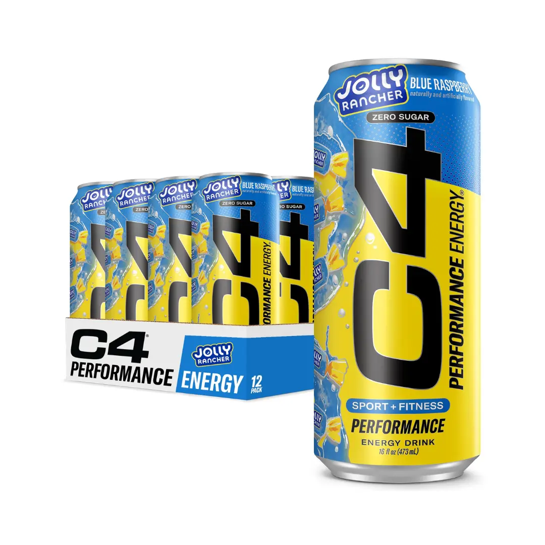 C4 Performance Energy Drink Zero Sugar Jolly Ranchers Blue Raspberry - 12PK/16Oz