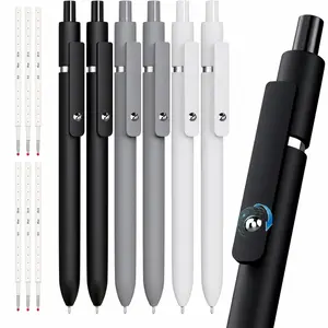 12-Piece Gel Pen Set,  6 Black Gel Pens with 6 Blue Refills, 0.5mm Retractable Pens, Quick-Dry Smooth Writing Pens for Office, Note Taking, School, College & Teachers