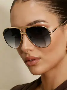 New Oval Large Frame Fashion Glasses, High-Quality Metal Frame Design, Unisex Casual Daily Wear Decorative Eyewear