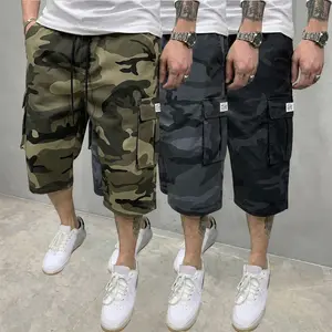Men’s summer fashion casual camouflage cargo shorts, 3-pack, featuring multiple pockets and a drawstring design—ideal for casual sports, outdoor activities, camping, travel, and vacations.