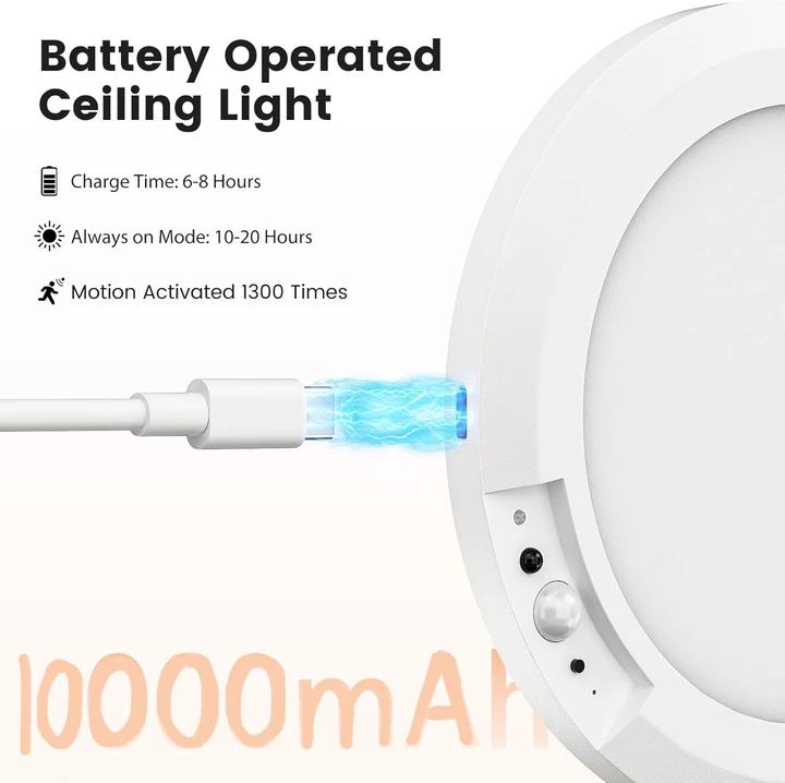 USB Rechargeable Motion Sensor Ceiling Light with Remote – Magnetic Wireless LED Ceiling Lamp, Battery Powered, Stick-On Light for Closet, Shower, Stairs, Hallway, Porch & Patio