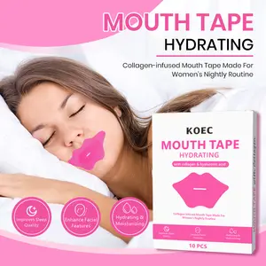 Sleeping Mouth Tape Hydrating & Moisturizing Tape - Royal Plump Edition - Collagen Lip Mask Anti-Wrinkle, Anti-Aging, Firms & Hydrates Lips, Pink, Hylauronic Acid, Vitamin E
