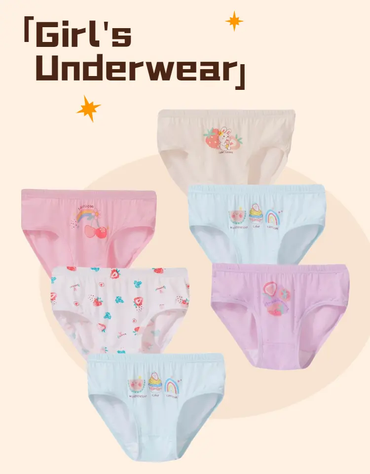 6-Pack Floral Printed Girls Underwear Soft Modal Assorted Boxer Briefs for Kid Hipster Panties for Toddler Cute Breathable Child's Undies Infant Birthday Gift