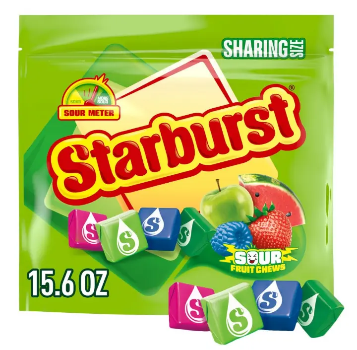 STARBURST Sour Chewy Candy Individually Wrapped Fruit Chew Candies, Sharing Size, 15.6 Oz Resealable Bag