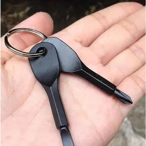 2pcs Mini Screwdriver Keychain, Creative Key-Shaped Portable Flathead & Phillips Screwdriver For Outdoor Use, Tools For Men