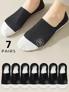 Men's Colorblock Waffle Knit Invisible Socks, Casual Comfy Breathable Socks for Daily Wear, Multipack Knit Socks for All Seasons, Socks Pairs, Socks Set