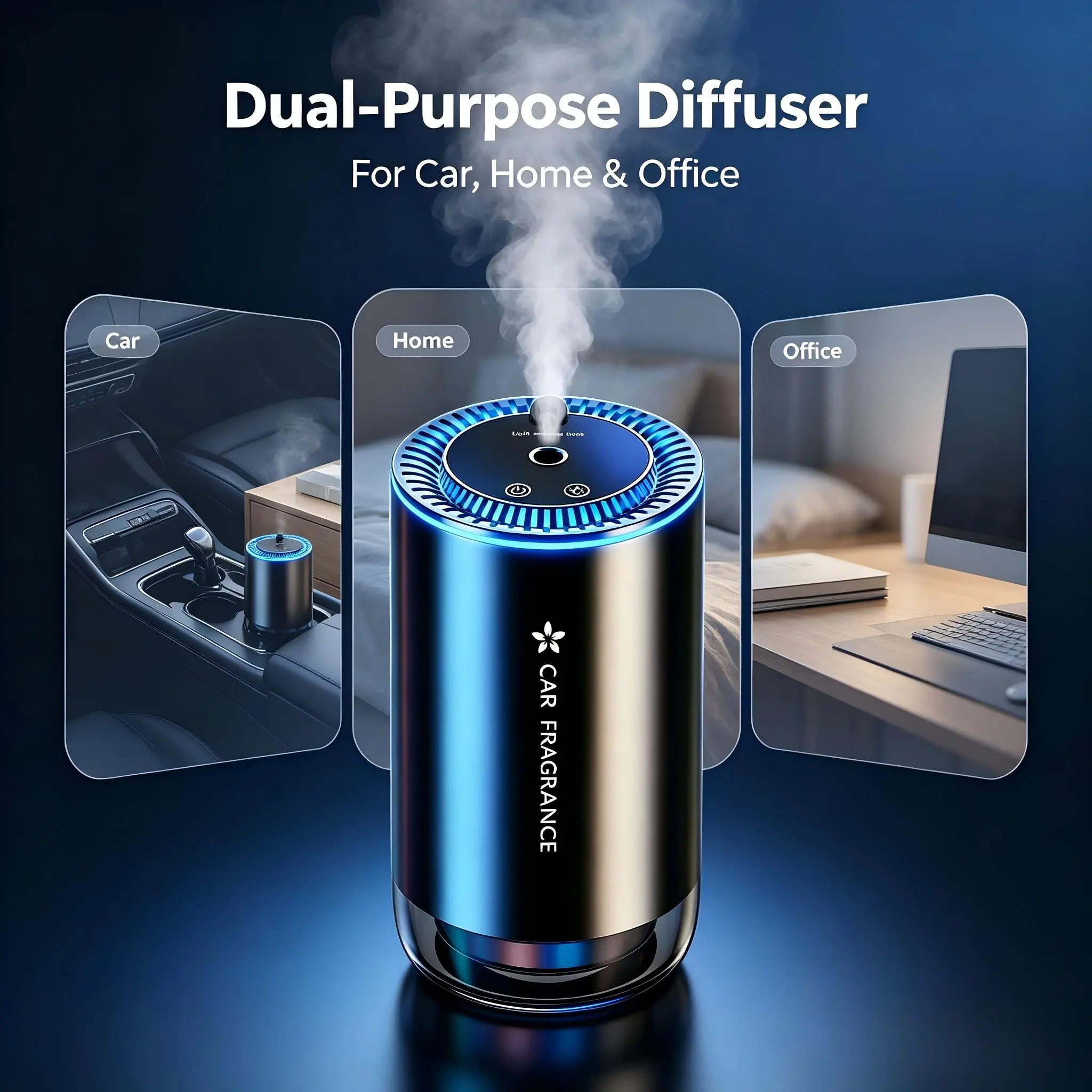 2026 New Car Essential Oil Diffuser - Smart 3-Level Essential Oil Diffuser, Car Ornament - Rechargeable, 7-Color Ambient Light, Level 1 Starry Ceiling Mode, Includes 1 Bottle of 50ml Ocean Essential Oil, Suitable for Home, Car, and Office Aromatherapy.