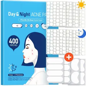 Pimple Patches for Face, 400 Counts Day and Night Acne Patches, Hydrocolloid Patches for Covering Zit and Blemishes, Large Breakouts, 5 Sizes Thin & Thick Spot Dots Stickers for Chin, Forehead
