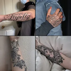 Four large herbal tattoo stickers, including Medusa designs; lasting 7–15 days, waterproof and abrasion-resistant, realistic effect; suitable for those who don’t want tattoos but are sensitive to pain.