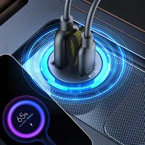 Metal Fast Mini Car Chargers 90W USB Type-C Quick Charge 3.0 & PD3.0 Dual usb-c Port Adapter with Concealed Design Fabric Drawstring for iPhone iPad Samsung Fast Charging Solution