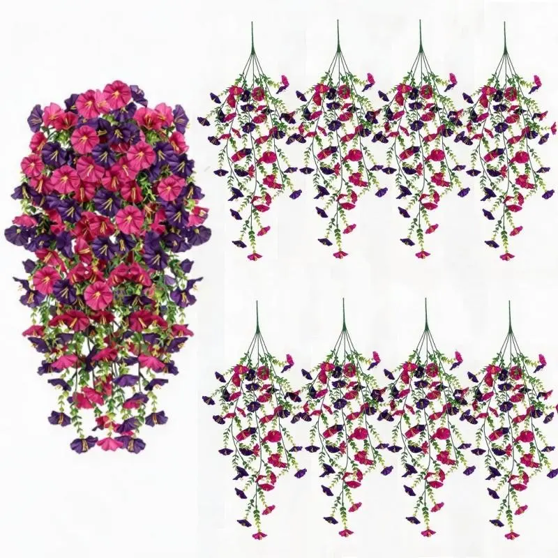 Artificial Trumpet Vine, 8pcs Set Fake Flower Vines, Lifelike Artificial Flower, Decorative Faux Flower, Faux Floral Decor, Home Party Decorations, Wedding Outdoor Garden Wall Hanging, Mother's Day Gift, Plastic Plant