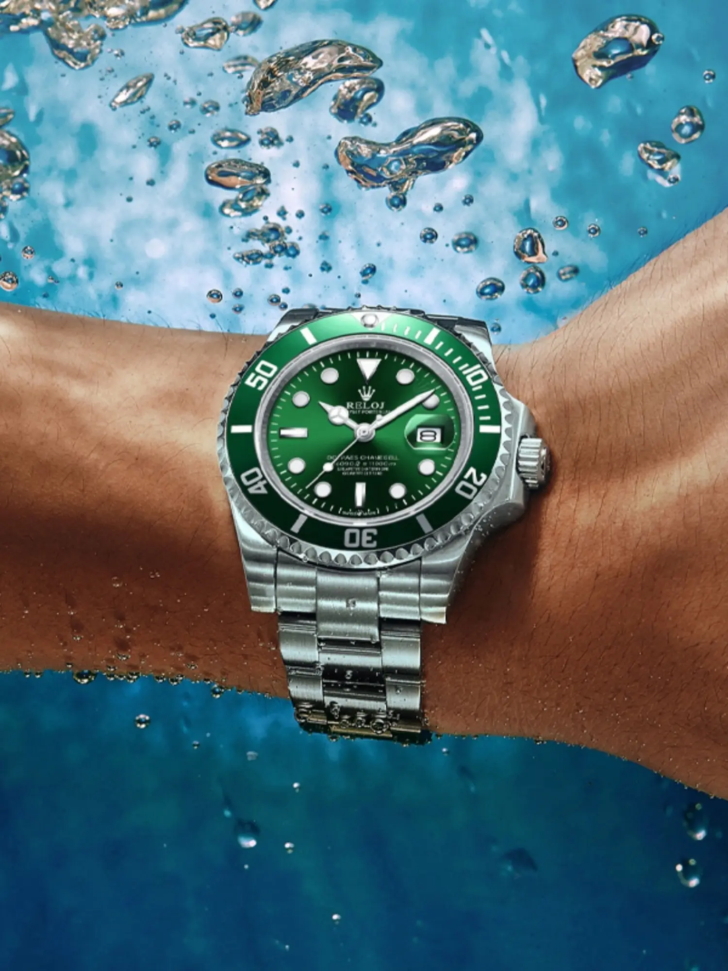 Top Luxury Ghost Submariner Series Business Men's Watch, Round Dial, Stainless Steel Strap, Calendar Display, Fashion Casual Style, Quartz Wristwatch, Stainless Steel Wristwatch, Durable Watch