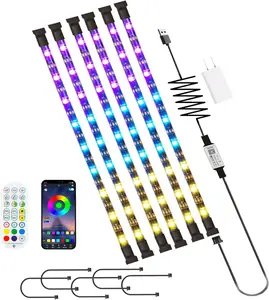 LED Strip Lights 6 Pre-Cut Led Light Strip with Power Adapter, with Remote & APP Dimmable,RGB Color Changing led Lights Strip for tv Backlight, Bedroom, Display,Shelf,Cabinets,Kitchen