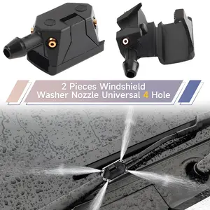 2 PCS Front Windshield Washer Nozzle, Truck Van Universal Windshield washer Nozzles, 4-way Large Washer Nozzle Kit for Most Cars