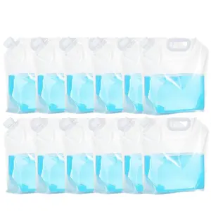 12Pcs 1.3 Gallon Collapsible Water Container Bag, No-Leak, Freezable, Odorless, Flat Folding, BPA Free Food Grade Clear Plastic Storage bottle for Sports Outdoors Camping Hiking Backpack (Caliber 0.78 inch) - Home Improvement.
