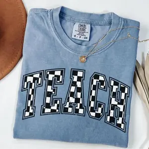 Comfort Colors Vintage Checkered Teacher TShirt Gift for Teacher, Retro Teach Tee, Teacher Appreciation, Teacher Graduation, Student Teacher Gift