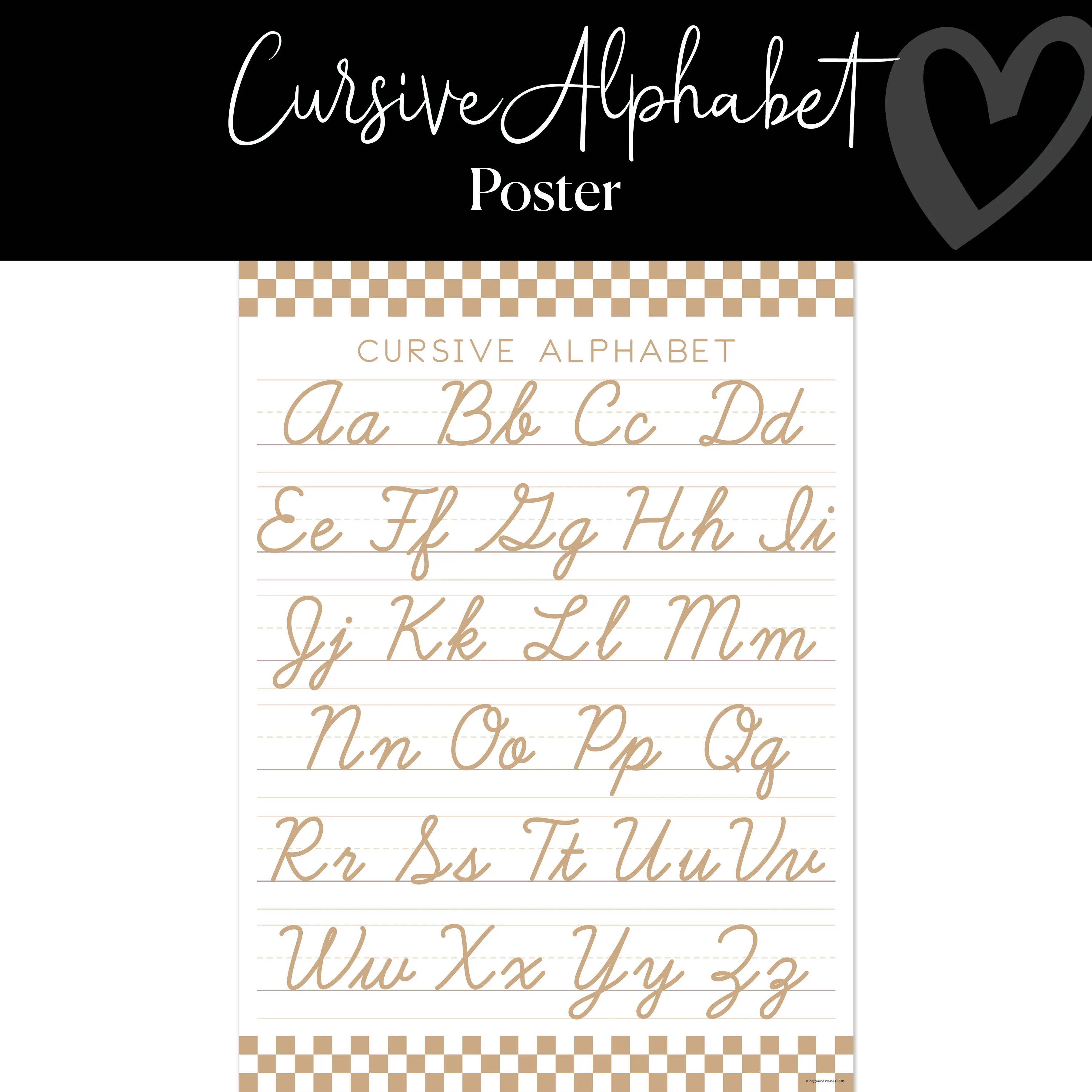 Cursive Alphabet Classroom Poster | Neutral