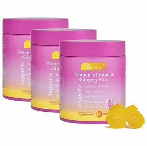 3 Pack LEEFAR Her Probiotics Gummies CF - All in One Solution with Slippery Elm and Prebiotics & Lactobacillus Probiotic Blend for Women's pH Balance and Dryness Hawaiian Pineapple Gummies Dietary Supplement