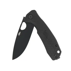 Large Drop Point Knife - D2 Steel - Black Blade
