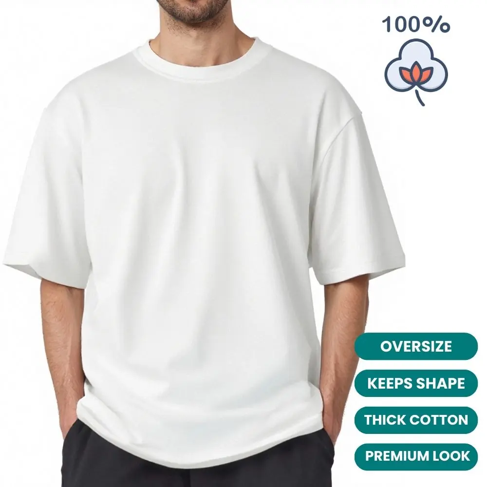 Alimen Men's Heavyweight Oversized T-Shirts Short Sleeve Thick 100% Cotton Shape-Retaining Strong Neckline & Premium Look Mens Tshirts Crewneck Tees for Summer & Spring - No Sagging! #FathersDayGift #DealsForYouDays Casual Menswear