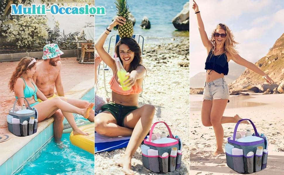 [New Deal] Mesh Shower Caddy Portable for College Dorm Room Essentials with 8 Pockets, Hanging Caddy Dorm Basket, Quick Dry Shower Bag for Bathroom