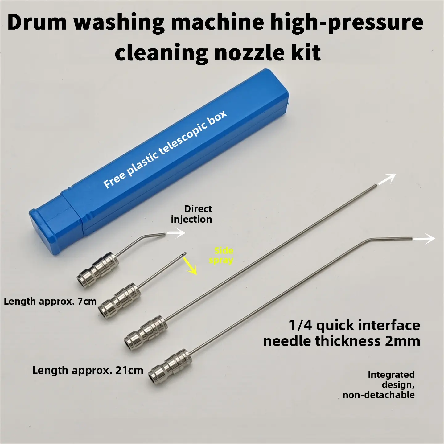 Tool Daily Heavy Duty Hose High-Pressure Washer Spray Nozzle Kit for Drum Washing Machine & AC 4 Pack Straight/Side Spray Nozzles 7cm & 22.5cm 40 °   Tips 1-2GPM