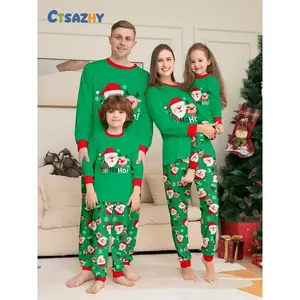 Christmas Hohoho Theme Family Pajamas, Cute Santa & Deer Print, Soft Stretch Fabric, Fall&winter Wear, Unisex Adult & Kids
