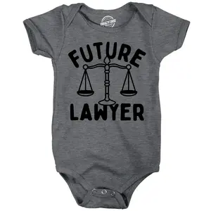 Future Lawyer Baby Bodysuit Funny Sarcastic Graphic Novelty Jumper for Infants Funny Baby Onesies Funny Sarcastic Onesie Novelty Onesie Dark Grey